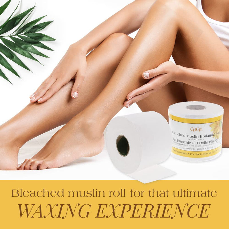 [Australia] - GiGi Bleached Muslin Epilating Roll for Soft Wax – Professional Hair Removal Waxing Strip Roll, 40 Yards 1 Count (Pack of 1) Bleached Muslin Roll, 3.5 in x 40 Yards 