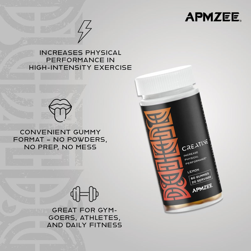Creatine Gummies 3000mg | 60 Gummies | Lemon Flavour Creatine Monohydrate | Creatine Gummies for Strength, Power & Gym Performance | Alternative to Creatine Powder or Creatine Tablets