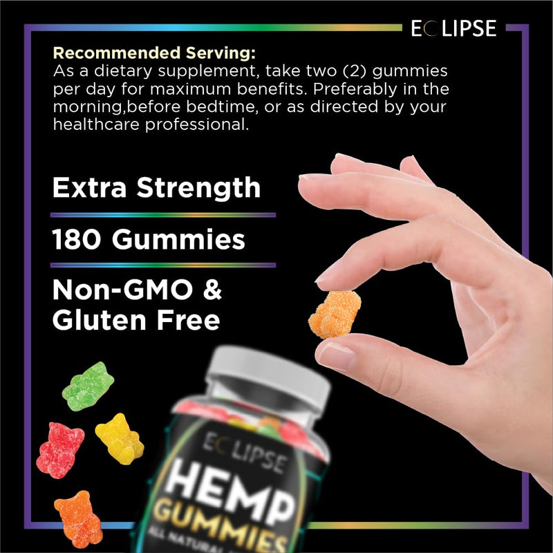 Hemp Gummies - 9,000 MG - Gummy Bear with Hemp Oil - 90 Count