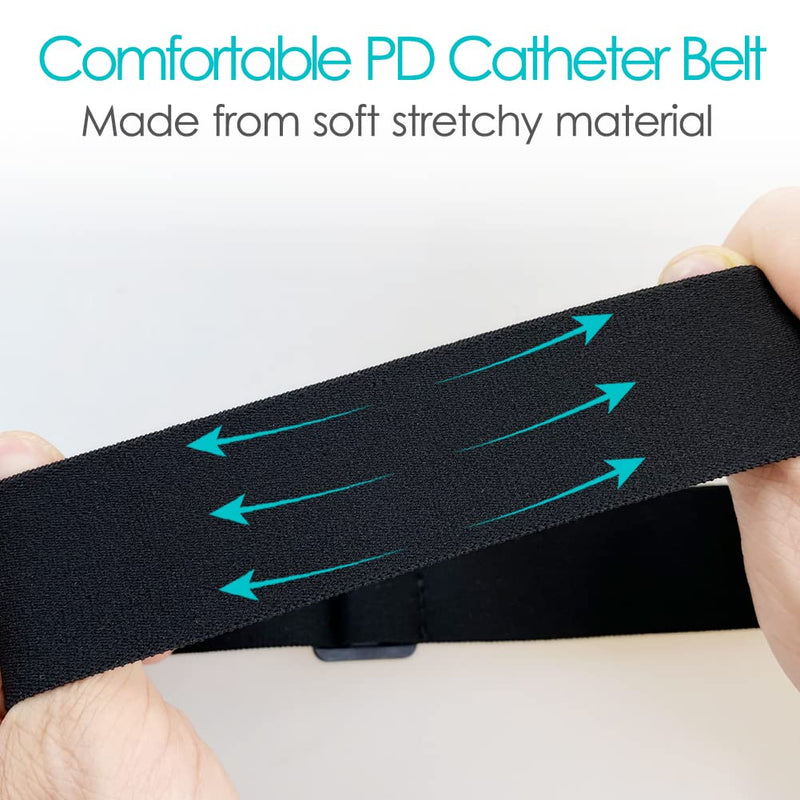 [Australia] - Breathable PD Belt Peritoneal Dialysis Catheter Holder with Mesh Pouch Stretch for Peg/G/J Feeding Tube Accessories Transfer Set Abdominal Stomach Fixation Medical Nursing Supplies Men Women Black 