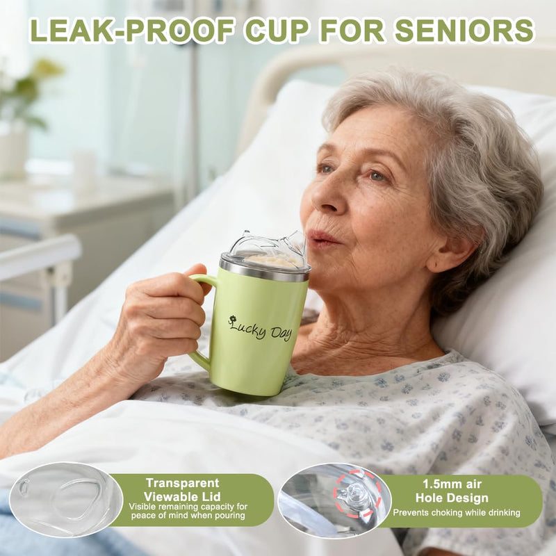Sippy Cup for Adults, 3 in 1 350ml Adult Sippy Cups for the Elderly Non Spill, Anti Choke Spill Proof Cups with Lid and 30cm Straw, Beakers for Elderly for Disabled Adults Drinking Aids