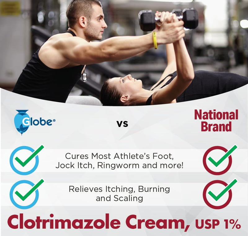 [Australia] - (5 pack) Globe Clotrimazole 1% Cream (1 oz) Relieves the itching, burning, cracking and scaling associated Athletes Foot, Jock Itch, Ringworm and more. 