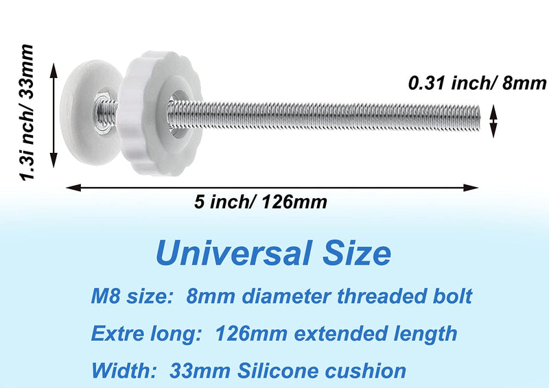 [Australia] - 4Pcs Universal Baby Gate Threaded Spindle Rod, M8 (8mm) Replacement Bolt Part for Baby & Pet Pressure Mounted Safety Gates, Extra Long Baby Tension Gate Extender (White) White 