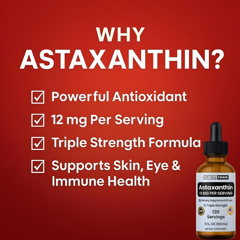 [Australia] - Astaxanthin Liquid Drops Infused with Cold Pressed Extra Virgin Olive Oil ‚Äì 12mg per Serving ‚Äì Natural Antioxidant Support ‚Äì 2 fl oz Dropper Bottle ‚Äì Vegan, Non-GMO 