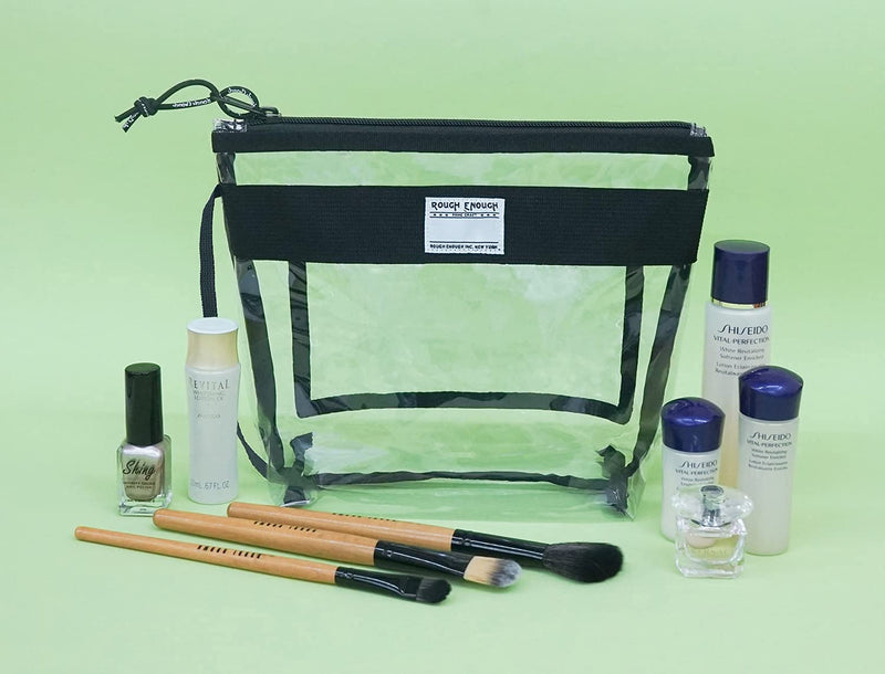 Rough Enough Clear Toiletry Bags for Traveling Toiletries Cosmetic Pouch Makeup Bags TSA Approved for Men and Women Travel