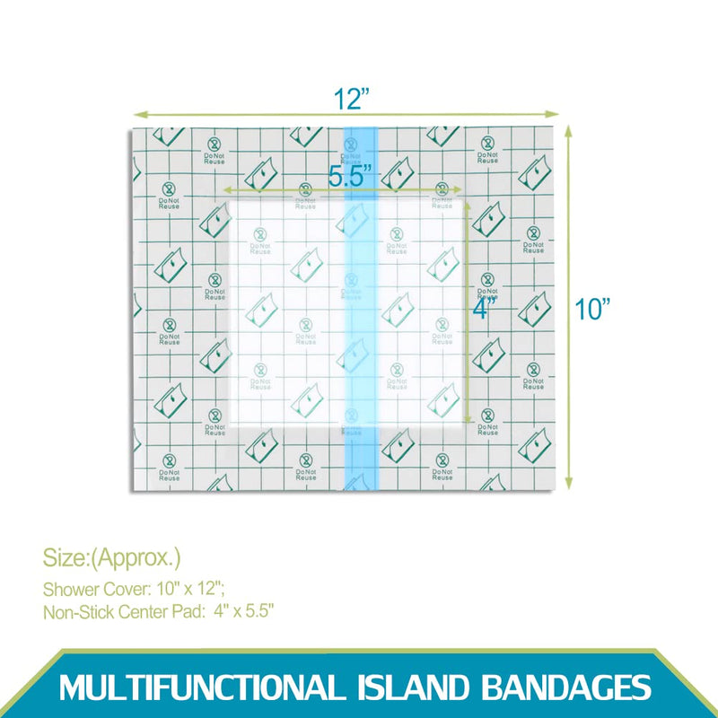 [Australia] - Waterproof Dialysis Catheter Shower Cover 10x12 Inch Protector with Non-Stick Center Pad PICC Line Bandage Patch Dressing Wounds Chest Port PD Peritoneal Accessories (Pack of 14) 10x12 Inch (Pack of 14) 