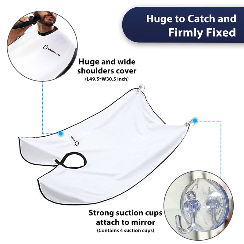 [Australia] - Beard Bib Apron, Beard Bib Hair Catcher for Shaving, Non-Stick Beard Shave Cape with Suction Cups, Grooming Accessories for Men, Gifts for Men Husband Father (White) White 