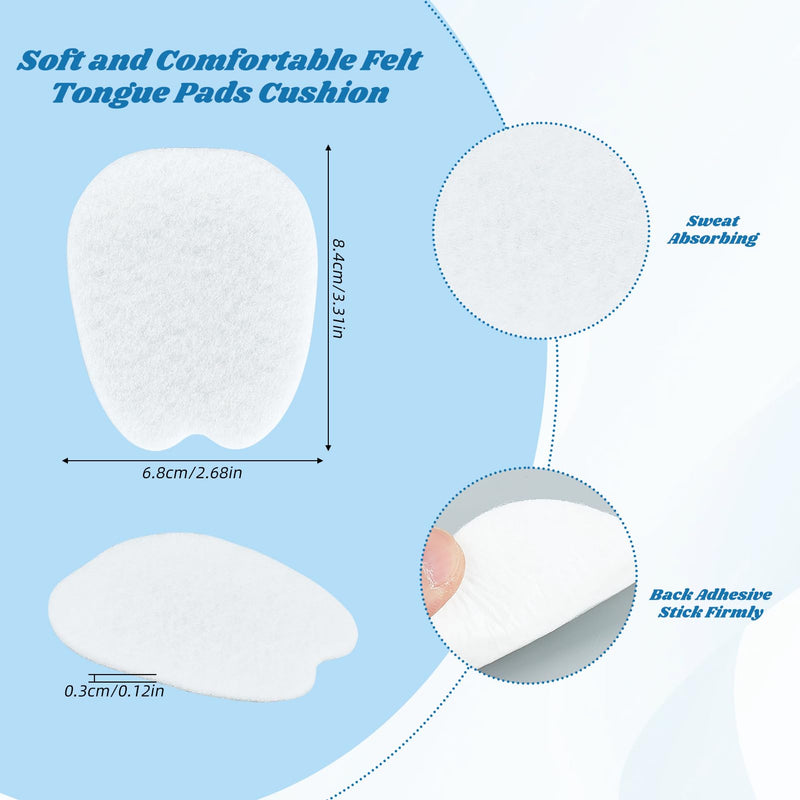 [Australia] - NICENEEEDED 6 Pairs Felt Tongue Pads, Self-Adhesive Tongue Pads, White Non-Slip Soft Shoe Insoles, Foot Pads, Metatarsal Pads 