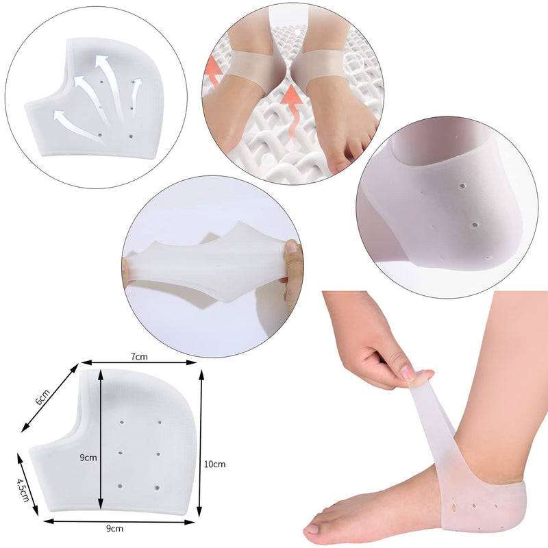 [Australia] - Pack of 4 silicone heel pads, breathable heel spur insoles, heel protection for shoes, heel cushion to relieve heel pain, dry cracked white, flesh coloured 