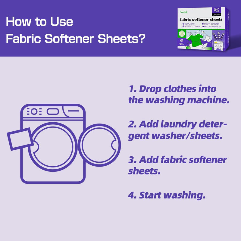 [Australia] - Fabric Softener Sheets for Washing Machine, No Plastic Jug Soap Strips, Alternative to Fabric Softener Liquid and Pods, Lavender Scent, Up to 240 Loads 