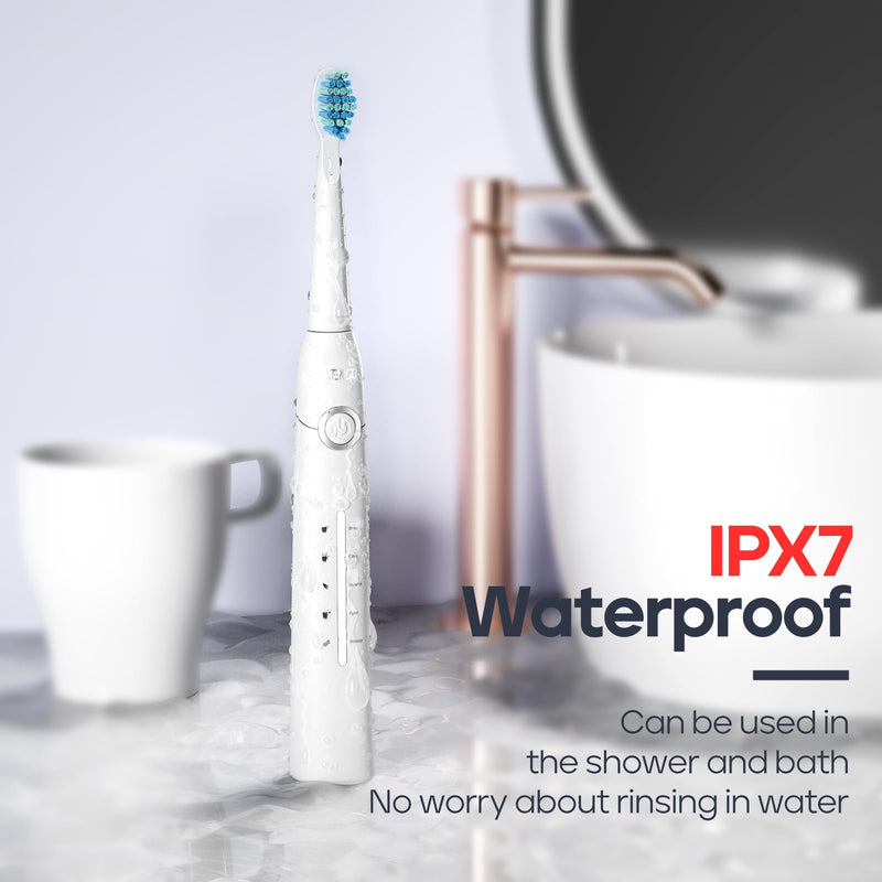 SEAGO Electric Toothbrush, Rechargeable Toothbrush for Adults Sensitive Teeth, 8 Brush Heads, 5 Modes with Teeth Whitening, Endurance 30 Days, Kids Electric Toothbrushes 6-12, SG-958(White) White