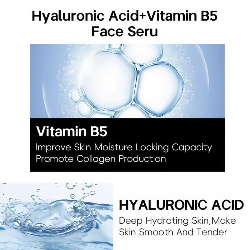 Hyaluronic Acid 2% + Vitamin B5 Face Serum, Moisturizing, Repairing Skin, Anti-aging, Soothing Dry Skin, Enhancing Skin Elasticity, Feminine Plump & Smooth Skin Facial Care Serum