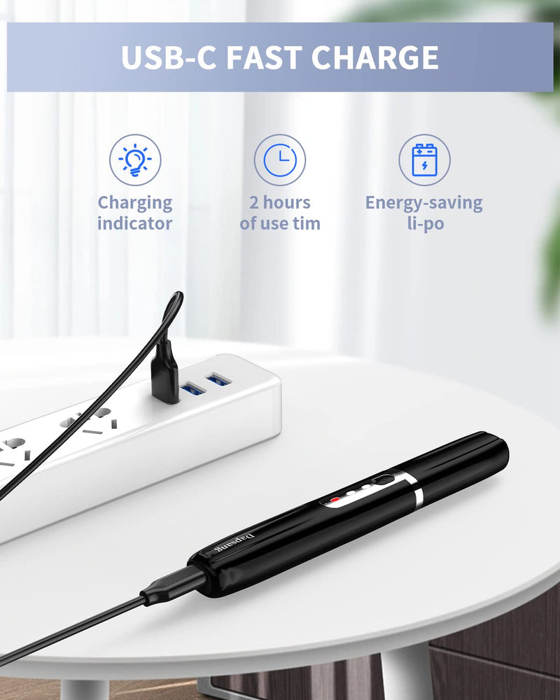 Eyebrow Trimmer, Electric Eyebrow Razor for Women Men, Rechargeable Painless LED Light Facial Hair Shaver Remover with Rinseable Blade for Face Lips Neck Leg Black