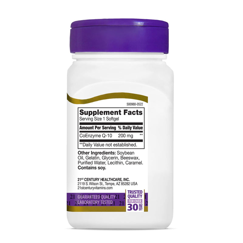 21st Century CoQ10 200mg Softgels, Heart & Antioxidant, 90 Count | Coenzyme Q10 200 mg Fast-Release Liquid Softgels, Heart Health & Antioxidant Support, Gluten Free, No Artificial Colors Unflavored 90 Count (Pack of 1)