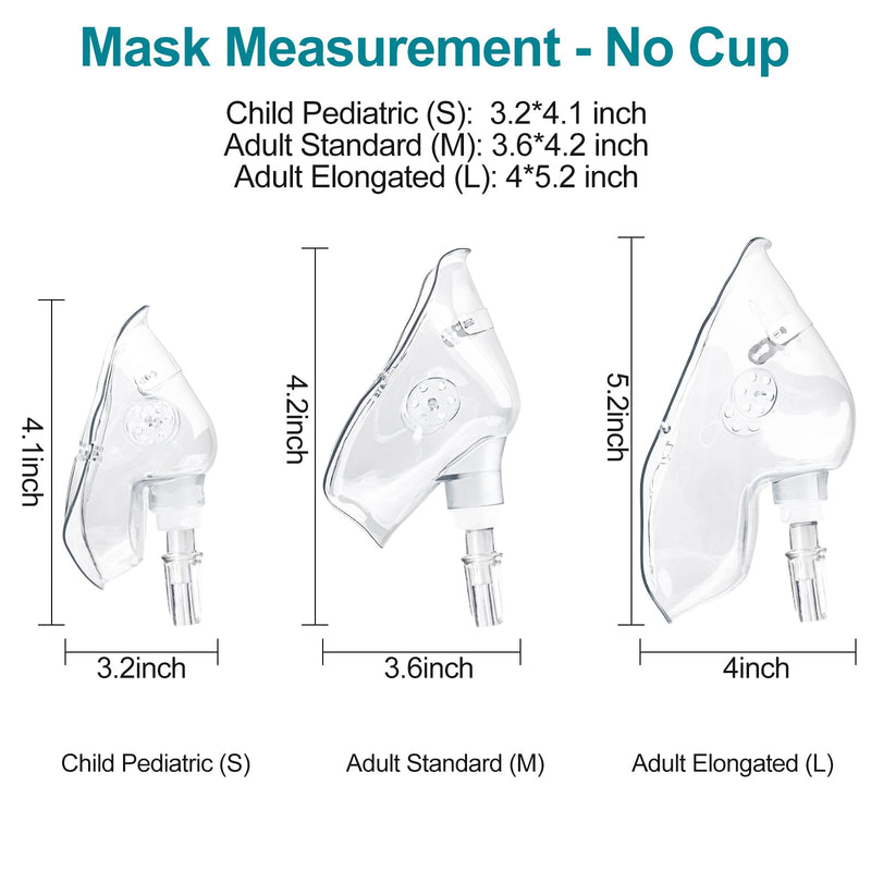 [Australia] - 2 Pack Oxygen Mask for Face with 6.6 Ft Tubing and Adjustable Elastic Strap - Adult - Clear Size M L (No Cup) 