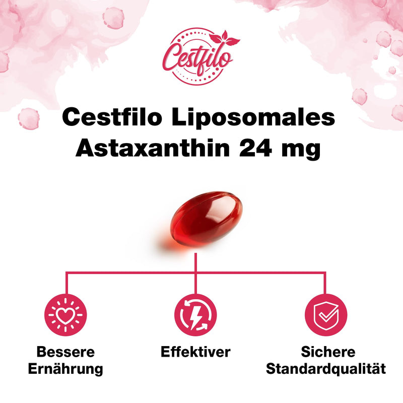 [Australia] - Cestfilo Liposomal Astaxanthin Supplement 24 mg, Maximum Absorption, Gluten Free, GMO Free (60 pieces (pack of 1)) 60 pieces (pack of 1) 