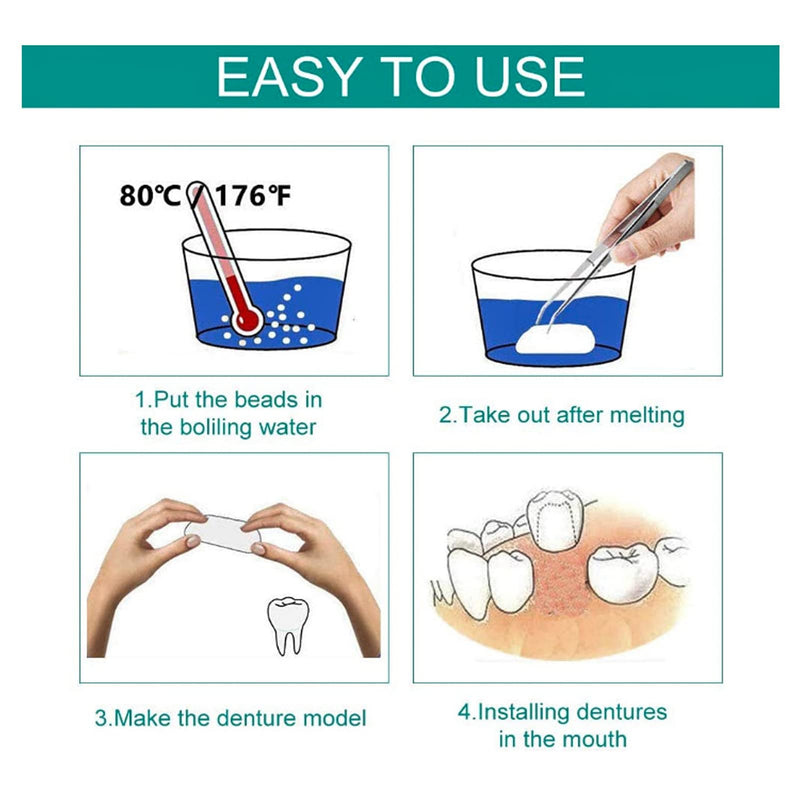 [Australia] - QincLing 2 pairs of false teeth veneers, temporary teeth, artificial teeth, dentures, false teeth, dentures, white temporary dentures with tooth repair beads, teeth, cosmetic tooth cover 