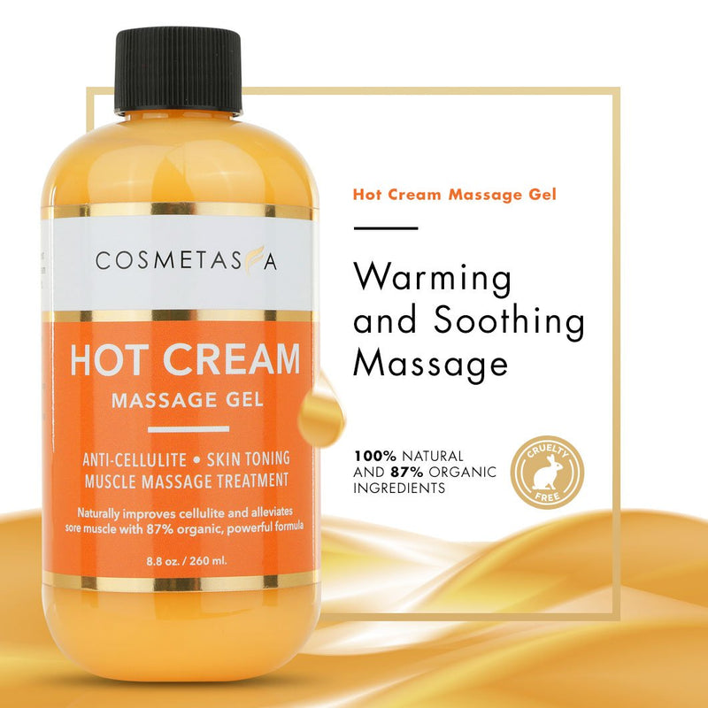 [Australia] - Cellulite Massage Oil, Gel & Mitt - Natural Hot Cream Massage Gel, Oil & Massager - Firm, Tone, Tighten & Moisturize Skin. Soothes Muscles 8.8 Fl Oz (Pack of 1) 