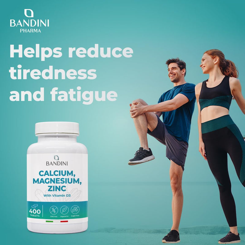 Bandini® Calcium Magnesium Zinc Vitamin D3 + K2 MK7 | 400 Tablets | with Copper, Selenium, Manganese, Boron | Supports Bones Teeth Muscle Function & Immunity | High Strength Immune Health Supplement