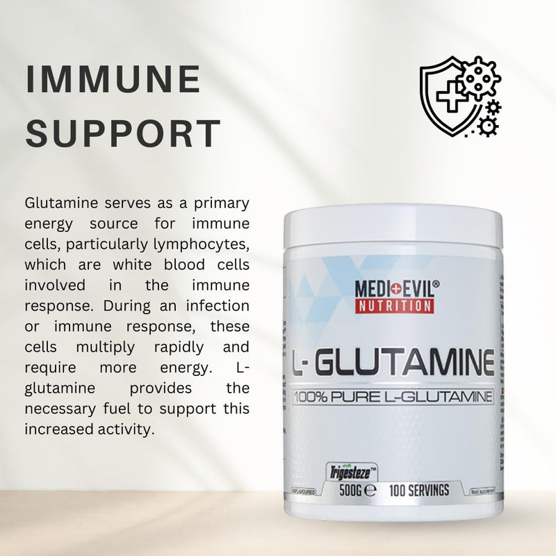 Medi-Evil Nutrition L Glutamine Powder, 500g, Digestive and Immune Support