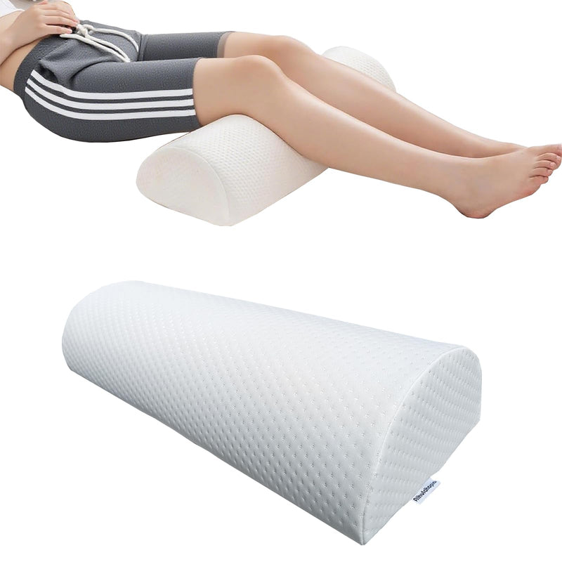[Australia] - Single Pack Half Moon Bolster Pillow for Legs, Knees, Lower Back.Semi Roll Round Pillow for Ankle and Foot Comfort, Head Neck Spine Hip Pain Relief,Machine Washable Cover White 20.5" x 8" x 4.5" 