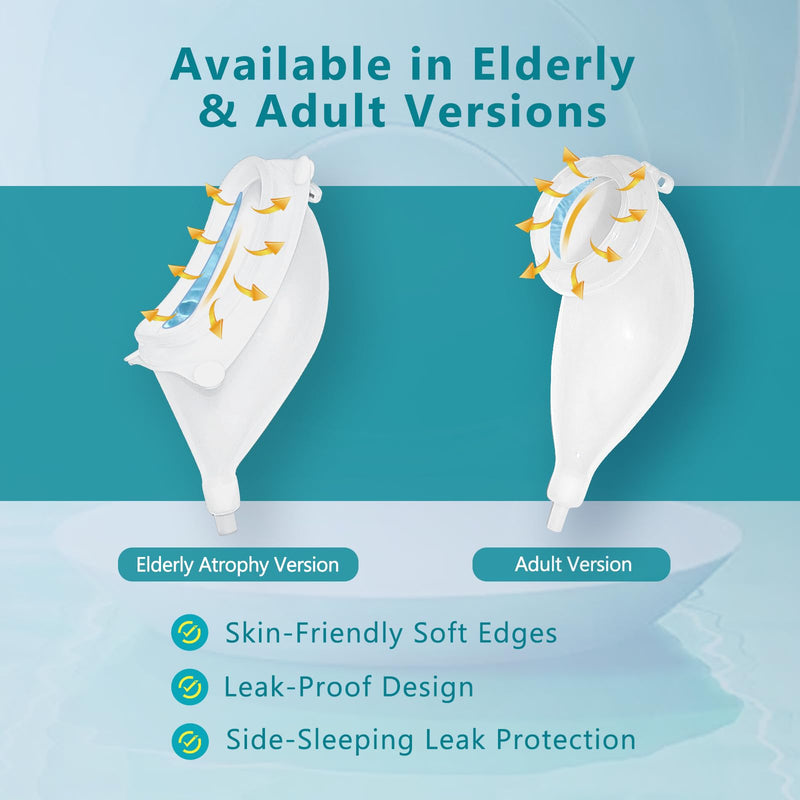 [Australia] - Wearable Urine Collector with Reusable Silicone Unit with Breathable Fixative Pant with Two Urinary Drainage Bags 2000ml 1000ml and 1.2m Catheter Soft Edge Spill Resistant, Elderly Men Blue Elderly Male Blue 