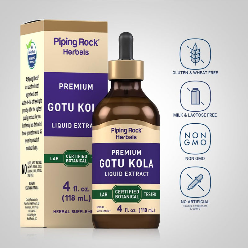 [Australia] - Piping Rock Gotu Kola Extract | 4 Fl Oz | Premium Liquid Herbal Supplement | Vegetarian | Alcohol Free | Non-GMO, Gluten Free 