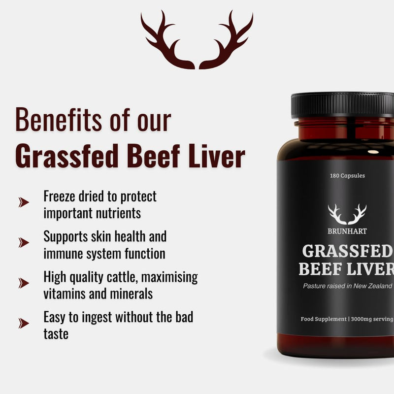 Pasture Raised Beef Liver 180 Capsules | 3000mg Per Serving | 100% Pure Grass Fed No Fillers | Lab Tested For Safety | No Additives or Preservatives | Nutrient Rich Freeze Dried