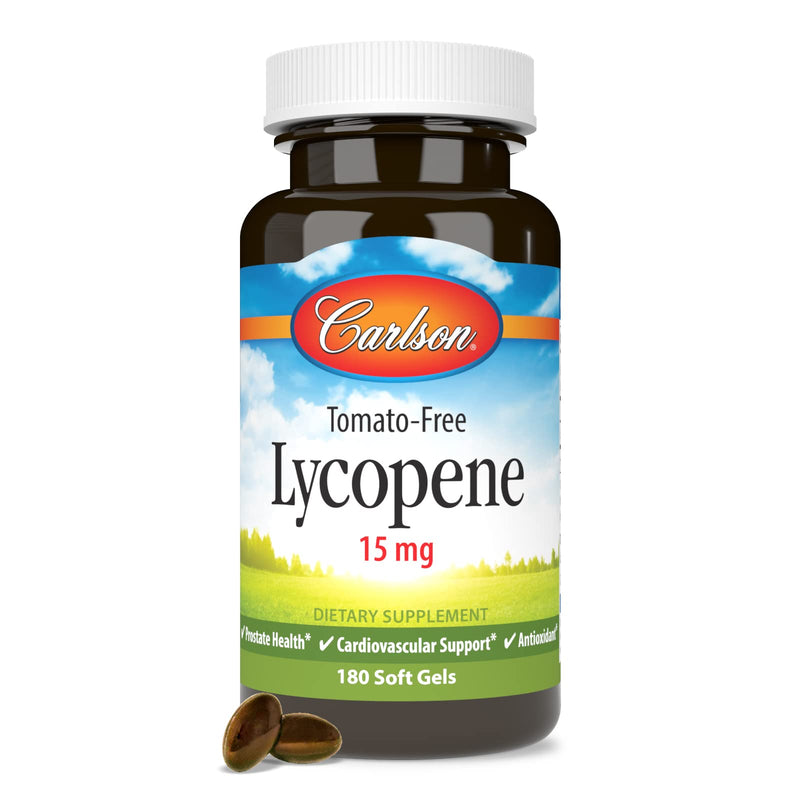 [Australia] - Carlson - Lycopene, 15 mg, Tomato-Free, Prostate Health & Circulation Support, Optimal Wellness, 180 Softgels 
