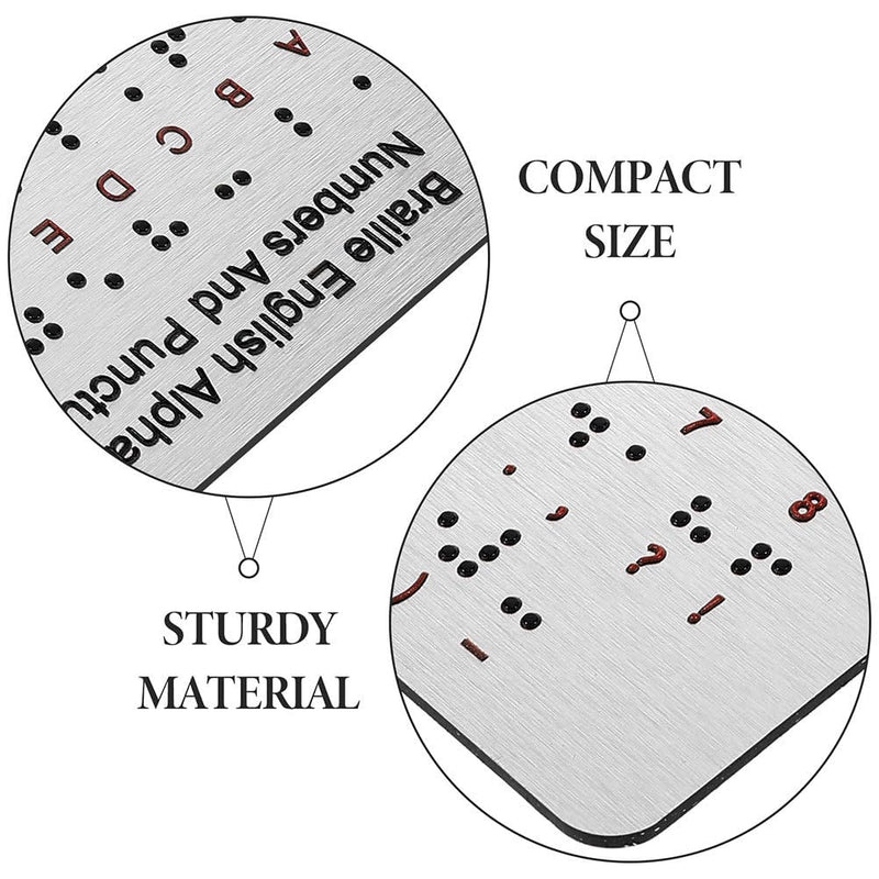 BESTonZON 2 Pack Braille Alphabet Boards with Raised Dots for Letters Numbers Punctuation - Tactile Braille Learning Aid for Blind Children Beginners at Home and School