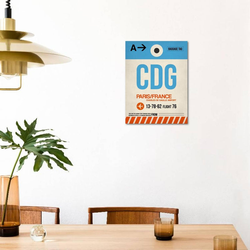 ART.COM Wall Art Print CDG Paris Luggage Tag 2 by NaxArt, 24" x 32" Unframed 32L" x 24W" Print Only