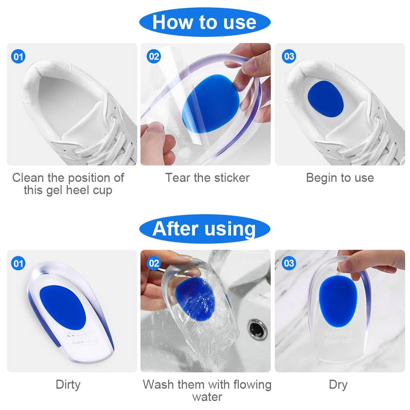 [Australia] - ACWOO heel spur insoles, 2 pairs of heel pads, heel protection for shoes, soft gel insoles, insoles, heel spurs for women and men, heel cushion orthopedic for the heel and Achilles tendon (S) 35-39 