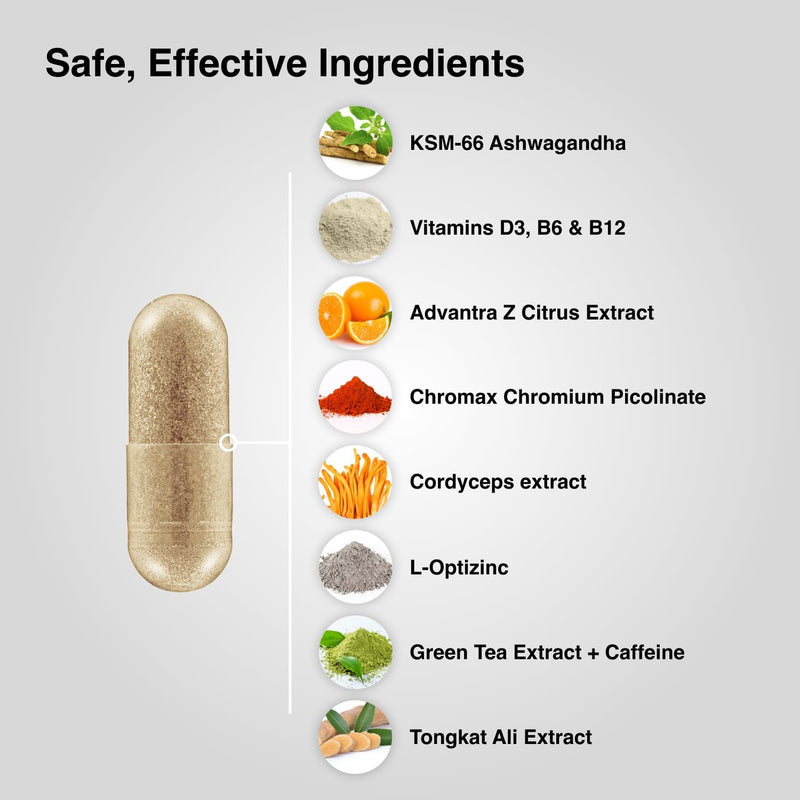[Australia] - Mdrive Boost and Burn Testosterone Booster and Fat Burner for Men, Energy, Strength, Stress Relief, KSM-66 Ashwagandha, Advantra Z, Chromax, 60 Capsules 