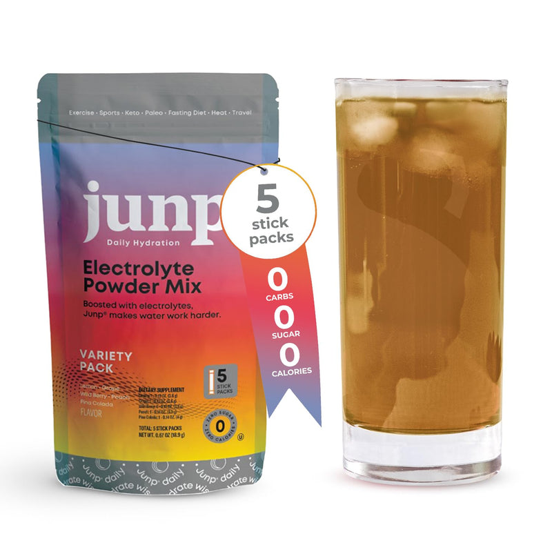 [Australia] - JUNP Sugar Free Electrolytes Powder Packets for Water Instant Hydration Packets with Salt & Potassium, Zero Calorie No Carbs No Sugar Keto Electrolyte Drink Mix Sticks, 5 Flavor Variety Pack, 5 Count 0.13 Ounce (Pack of 5) 