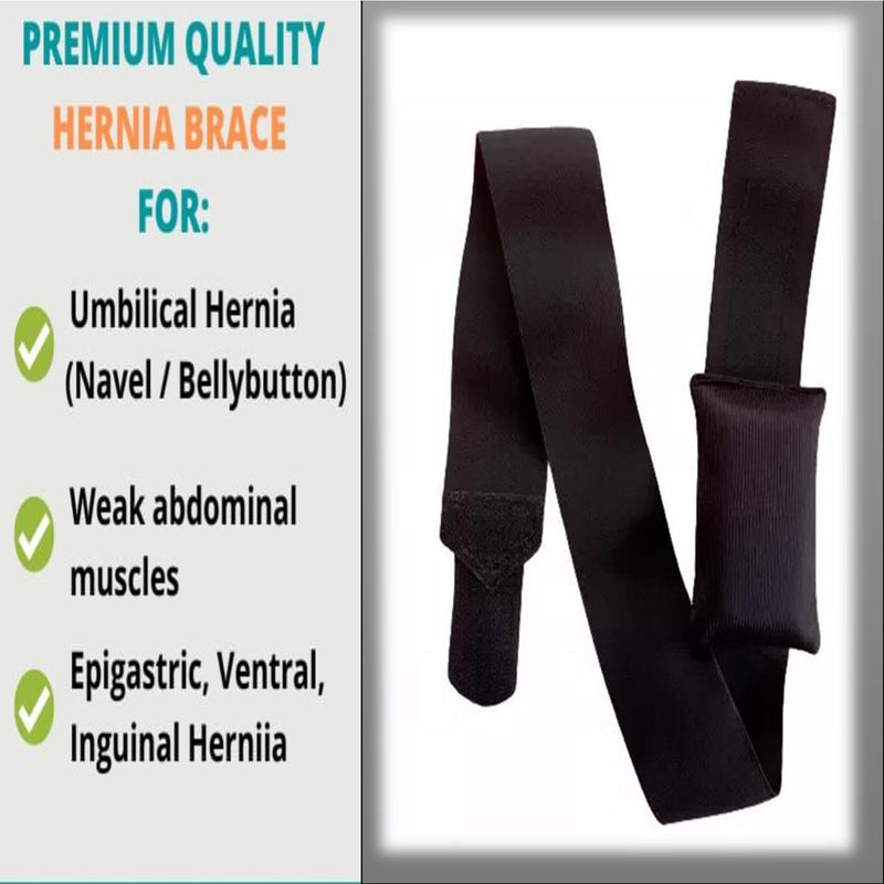 Umbilical Hernia Support Belt | Abdominal Navel Truss with One Removable Pad | Comfortable Hernia Brace for Men and Women (Size-XXL,Black) XX-Large Black