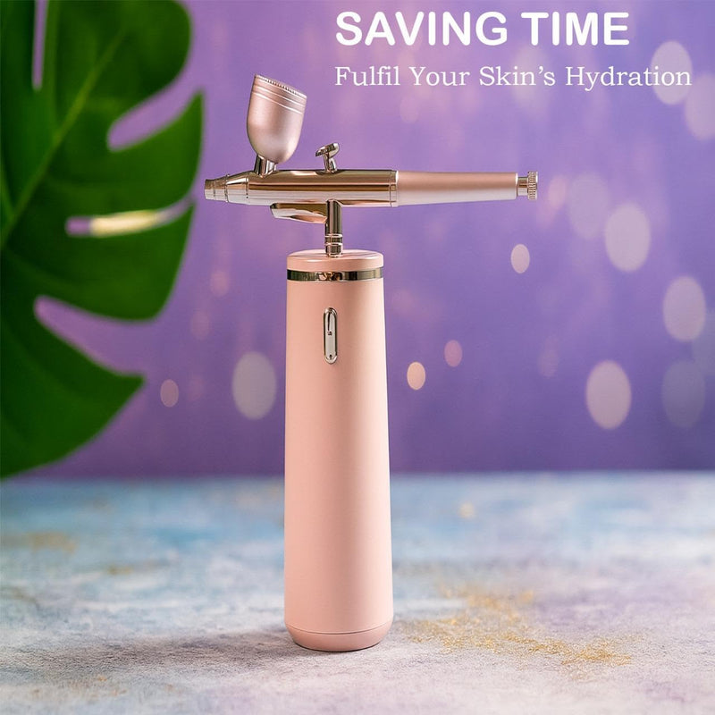 [Australia] - Oxygen Facial Spray Machine - High Pressure Handheld Facial Steamer with 0.3mm Nozzle - Rechargeable Portable Nano Mist face steamer for facial deep cleaning, Moisturizing, Travel & Home Use Pink 