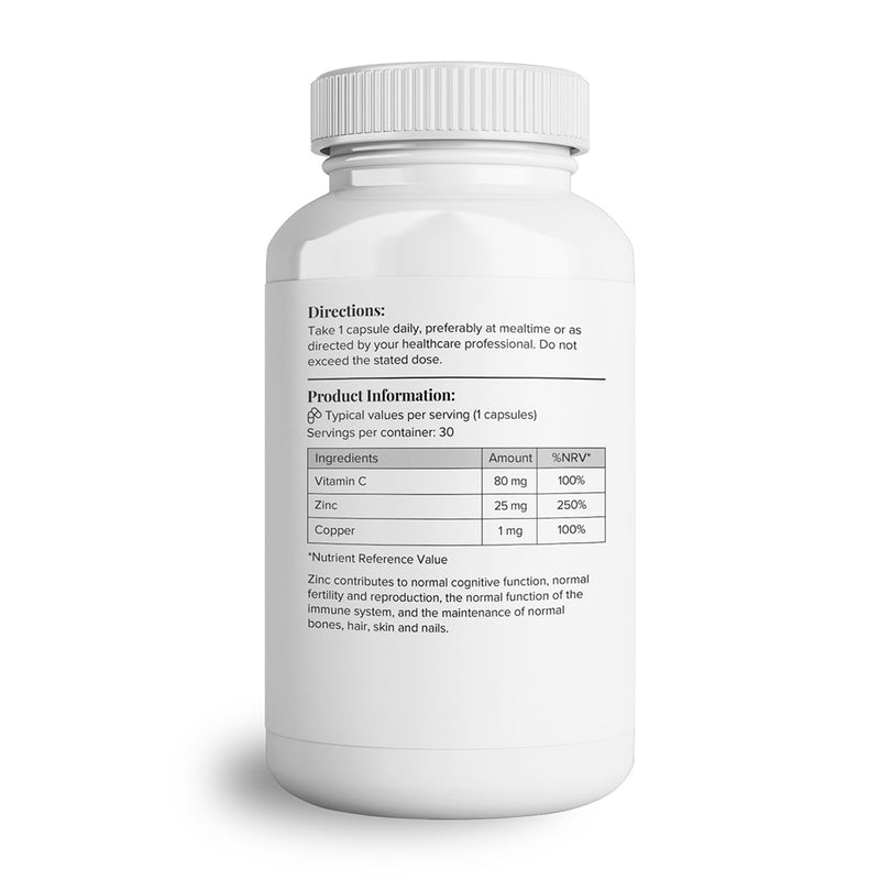Theonia Zinc Complex – Supports Immune, Skin & Digestive Health – High Absorption Zinc with Vitamin C, Probiotics & Natural Blends – 30 Vegan Capsules