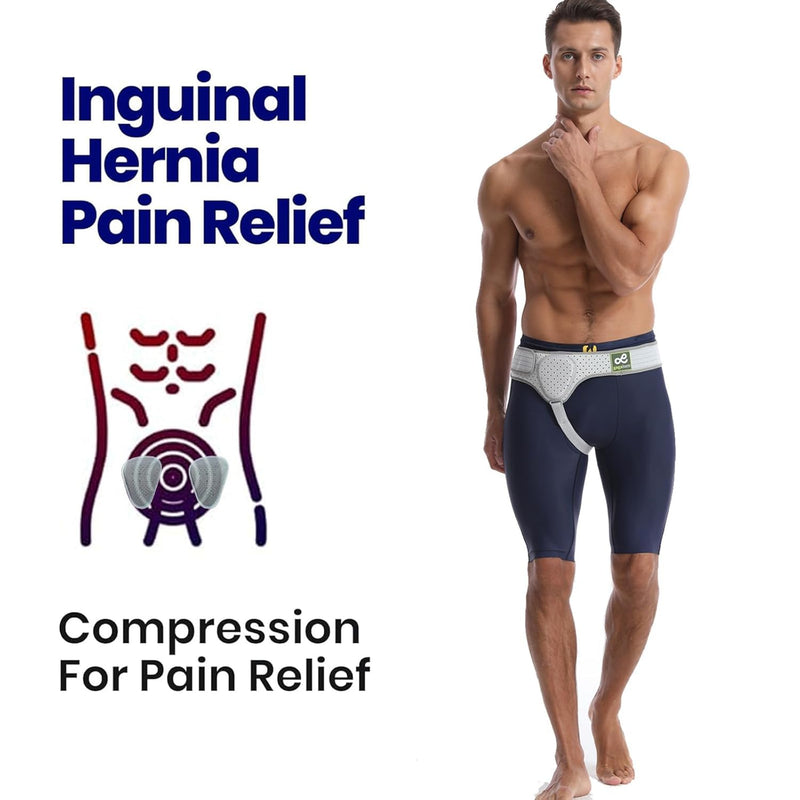 Inguinal Hernia Belt I For right or left side I Hernia Belt I Postoperative Men's Inguinal Hernia Support Belt for Inguinal Hernia | Adjustable Elasticity-S Small 1
