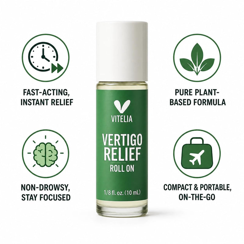 Vertigo Relief Anti-Dizzy Roll On – Botanical Essential Oil Blend for Balance Support, Non-Drowsy, Portable Anti-Dizzy Comfort, Easy Apply for Daily Use, 10ML (2PCS)