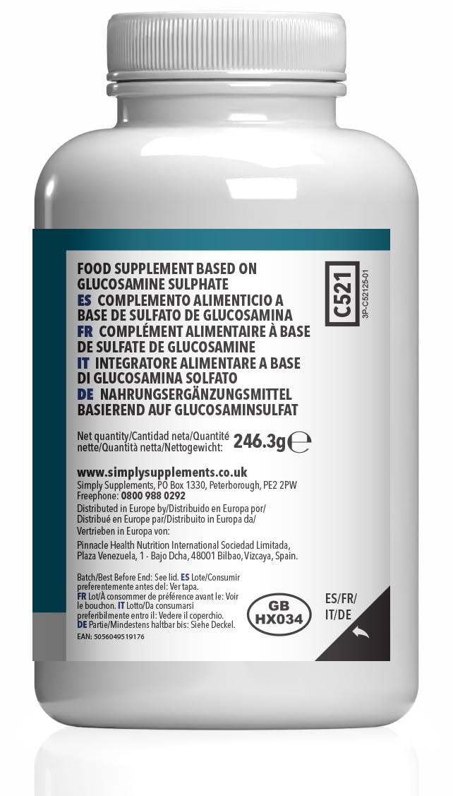 Max Strength Glucosamine Sulphate 2KCl | Supports Active Lifestyles | 1858mg per Serving | Marine Sourced | 360 Tablets = 6 Months’ Supply | Manufactured in The UK in Accordance with GMP Standards Unflavoured 180 count (Pack of 2)
