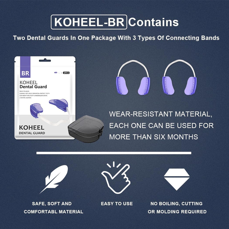 [Australia] - KOHEEL No-Boiling Adjustable Mouth Guard for Teeth Grinding and Clenching, Comfortable Night Guard for Bruxism Relief, TMJ Relief, and Sleep Improvement (2 Count) 2 Count 