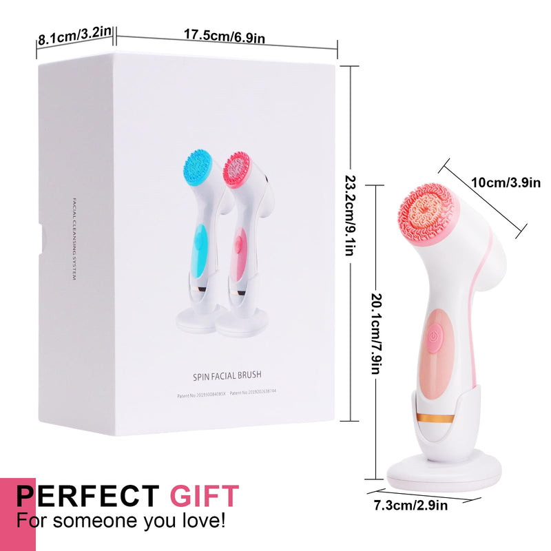 [Australia] - Facial Cleansing Brush, Waterproof Dual-Rotation Face Scrubber Exfoliator with 3 Brush Heads and 2 Adjustable Speeds, Rechargeable Exfoliating Face Brushes for Cleansing and Skin Care (Pink) Pink 