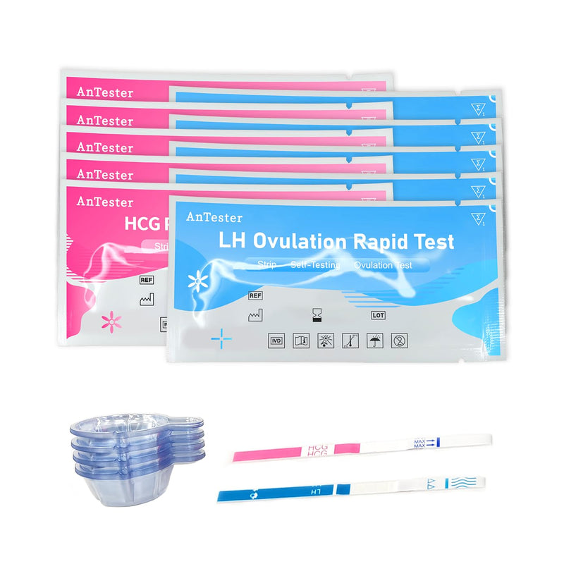 55 Ovulation Test Strips and 25 Pregnancy Test Strips 10mIU/mL Combo Kit for Women-with 70 Urine Cups (55 LH + 25 HCG)