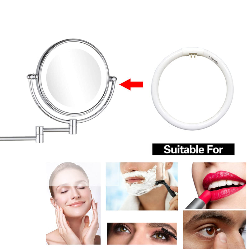 [Australia] - 7.25 inch T5 22W Circular Bulb Light Replacement for Floxite, Zadro, Rialto Makeup Magnifying Vanity Mirror, FC22 Surround Fluorescent Lamp 6500K Daylight 7.25 inch-Inward Pins 