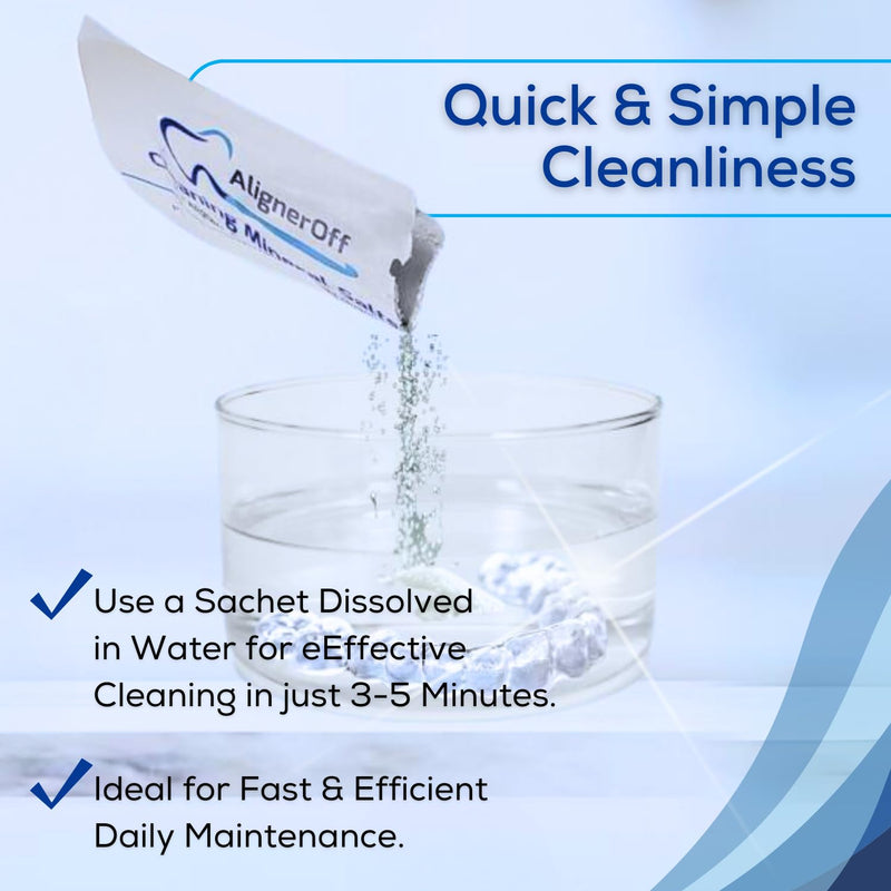 [Australia] - Cleaning Mineral Salts – Cleaner Crystals for Aligners, Retainers, Nightguards, & Dentures– Removes Stains, Plaque & Odors – Daily Safe Formula for Dental Appliances-3g Powder 