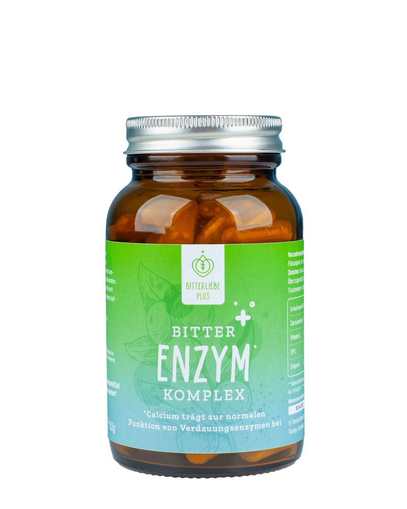 [Australia] - BitterLiebe Bitter Enzym* complex capsules with 5 digestive enzymes - against flatulence - with papain, lactase, alpha-amylase, lipase and protease - monthly pack 1 
