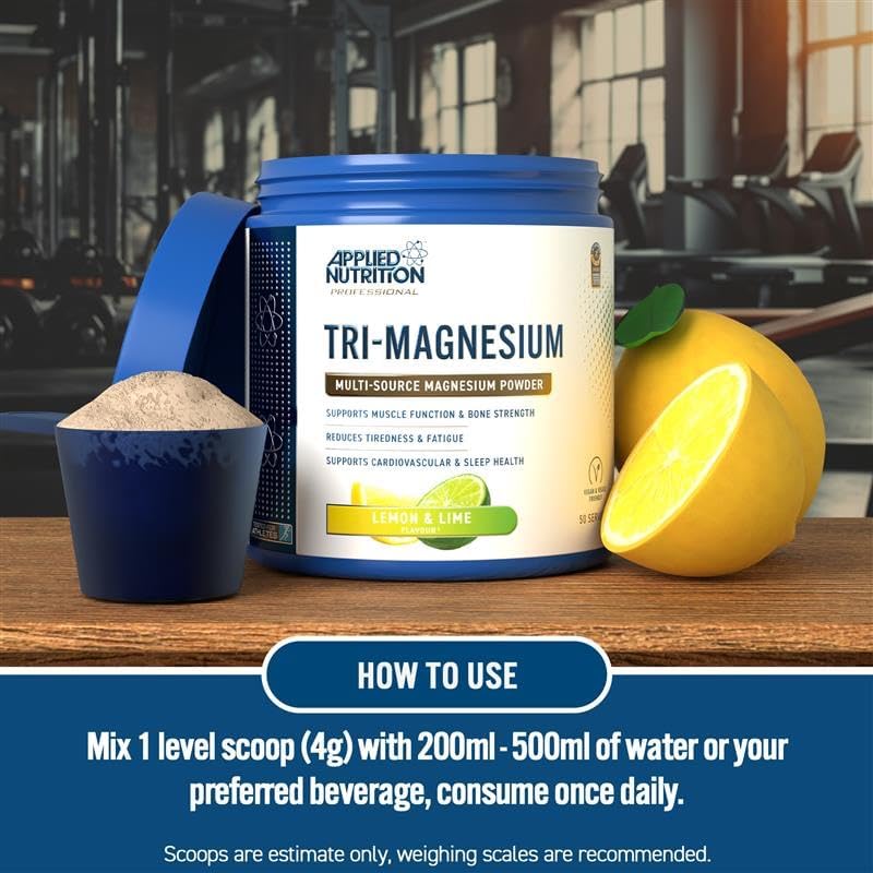 Applied Nutrition Tri-Magnesium Powder 3 in 1 - Magnesium Glycinate Supplements for Bone, Muscle, Nervous System Sleep Health - 300 mg per Serving (200g - 50 Servings) (Tropical Vibes) Tropical Vibes 200 g (Pack of 1)