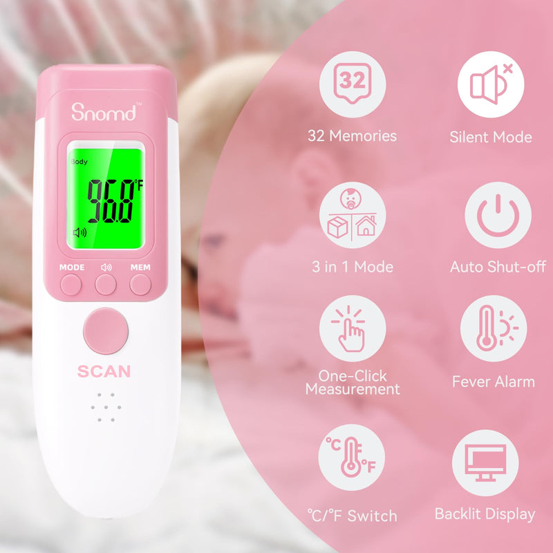 [Australia] - Digital Non-Contact Infrared Forehead Thermometer for Adults and Kids, 3 in 1 Medical Thermometer for Baby with Backlight LCD Screen 