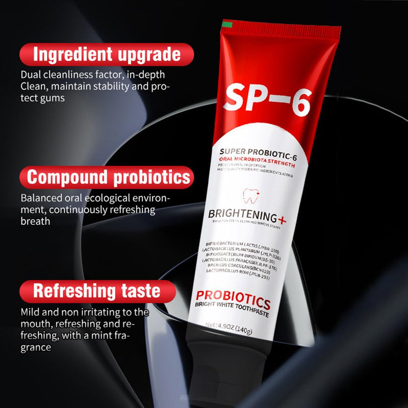[Australia] - SP-6 Probiotic Whitening Toothpaste - Enhanced Formula with 6 Probiotics for Teeth Whitening and Gum Health - Enamel-Safe, Fluoride-Free, Fresh Mint Flavor,2 PCS 4.9 Fl Oz (Pack of 2) 