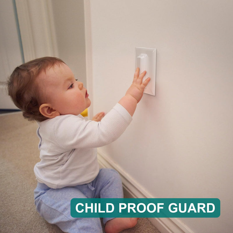 [Australia] - Light Switch Cover Guard, Child Proof Wall Switch Cover Keeps Your Lights or Switches from Getting Accidentally Turned ON or OFF, Toggle Style (White, 2 Pack) 